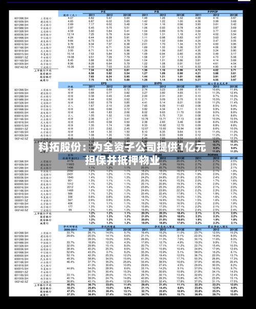 科拓股份：为全资子公司提供1亿元担保并抵押物业
