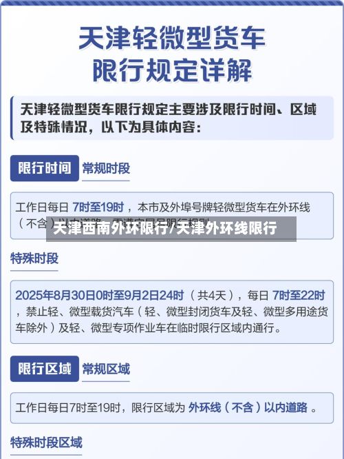 天津西南外环限行/天津外环线限行