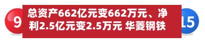 总资产662亿元变662万元、净利2.5亿元变2.5万元 华菱钢铁半年报重要子公司财务数据单位标错 披露20天后更正