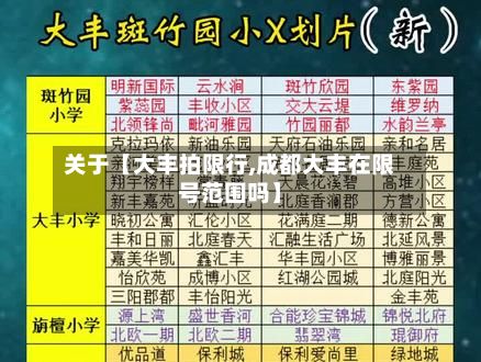 关于【大丰拍限行,成都大丰在限号范围吗】