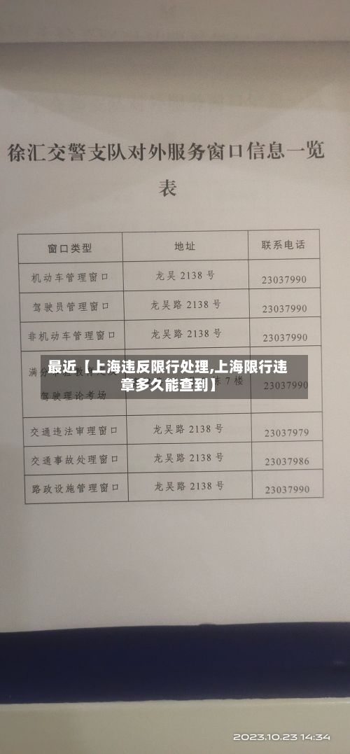最近【上海违反限行处理,上海限行违章多久能查到】