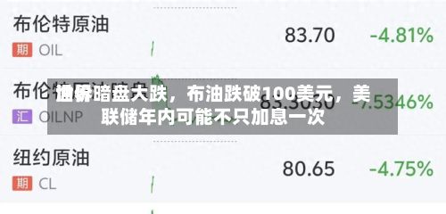 世界油价暗盘大跌	，布油跌破100美元，美联储年内可能不只加息一次-第2张图片