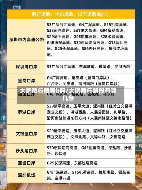 大鹏限行限粤b吗/大鹏限行路段有哪几条
