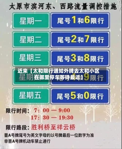 近来【太和限行通知外牌去太和小区在哪里停车等待最近】
