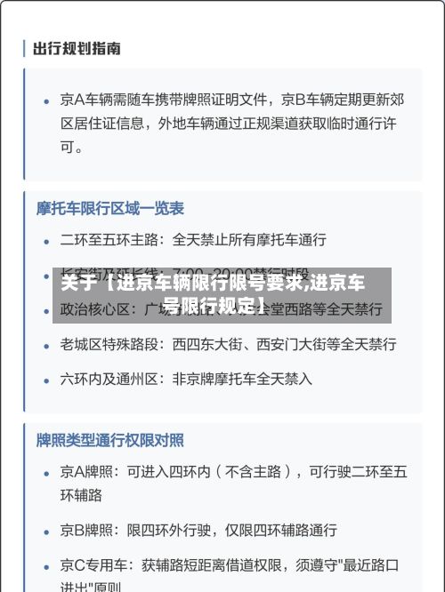 关于【进京车辆限行限号要求,进京车号限行规定】