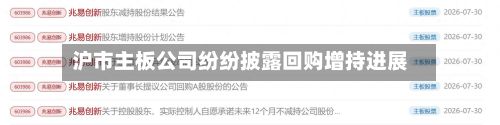 沪市主板公司纷纷披露回购增持进展