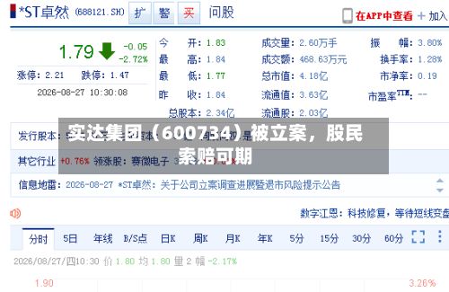实达集团（600734）被立案，股民索赔可期