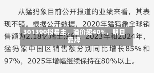 301390拟易主，溢价超40%，明日复牌