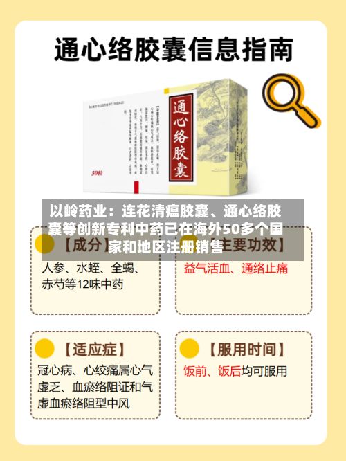 以岭药业:连花清瘟胶囊、通心络胶囊等创新专利中药已在海外50多个国家和地区注册销售