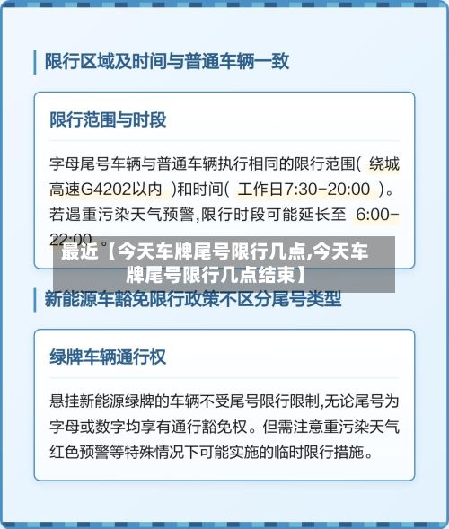 最近【今天车牌尾号限行几点,今天车牌尾号限行几点结束】