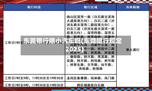 东莞限行限小汽车吗(东莞限行规定2025)