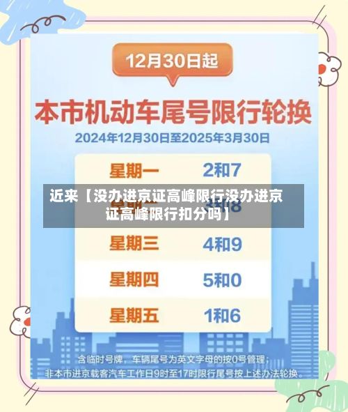 近来【没办进京证高峰限行没办进京证高峰限行扣分吗】