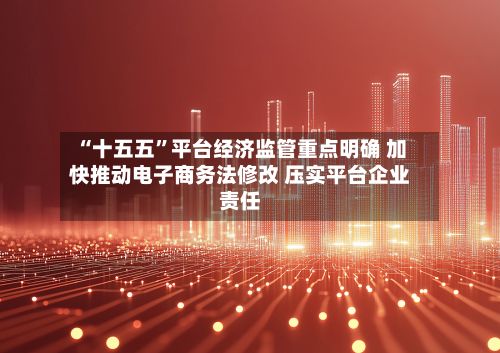 “十五五	”平台经济监管重点明确 加快推动电子商务法修改 压实平台企业责任-第3张图片