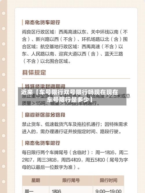 近来【车号限行双号限行吗现在现在车号限行是多少】