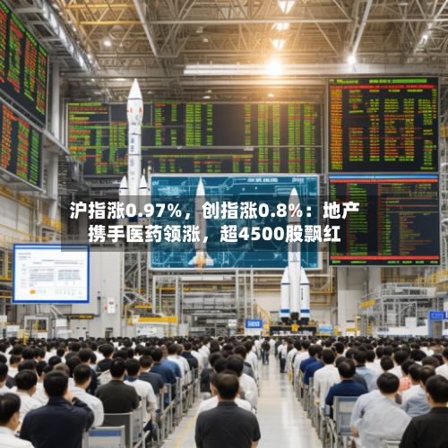 沪指涨0.97%，创指涨0.8%：地产携手医药领涨，超4500股飘红-第2张图片