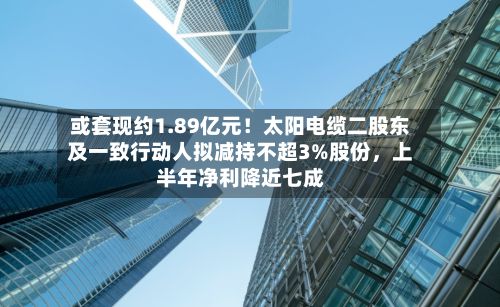 或套现约1.89亿元！太阳电缆二股东及一致行动人拟减持不超3%股份，上半年净利降近七成-第2张图片