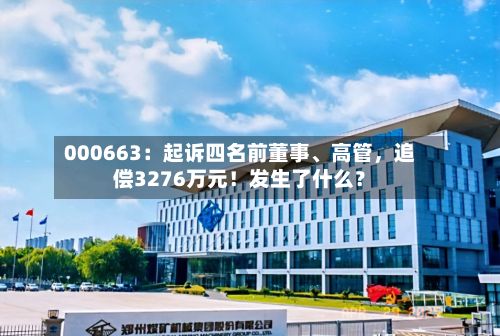 000663：起诉四名前董事、高管，追偿3276万元！发生了什么？