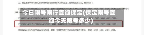 今日限号限行查询保定(保定限号查询今天限号多少)
