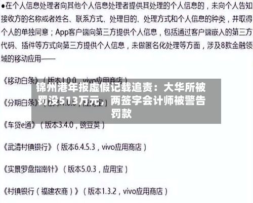 锦州港年报虚假记载追责：大华所被罚没513万元，两签字会计师被警告罚款-第2张图片