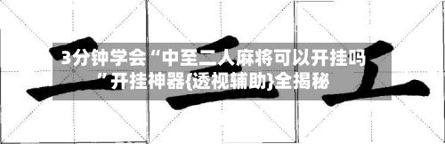 3分钟学会“中至二人麻将可以开挂吗”开挂神器{透视辅助}全揭秘-第3张图片