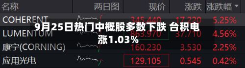 9月25日热门中概股多数下跌 台积电涨1.03%