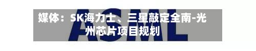媒体：SK海力士、三星敲定全南-光州芯片项目规划