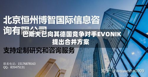 巴斯夫已向其德国竞争对手EVONIK提出合并方案