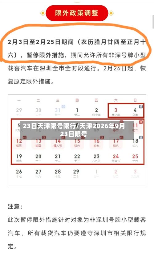 23日天津限号限行/天津2026年9月23日限号