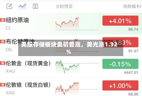 美股存储板块盘初普涨，美光涨1.32%
