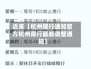 近来【杭州限行通知官方杭州限行最新调整通知】-第2张图片