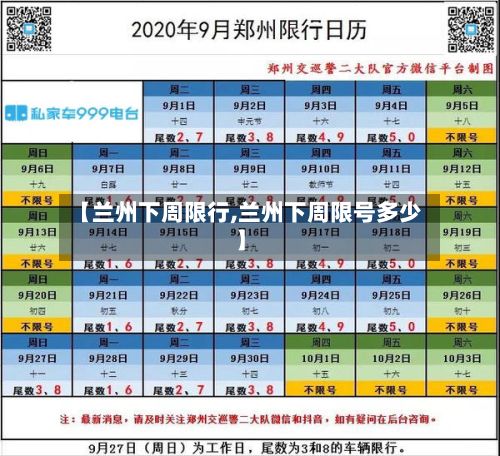 【兰州下周限行,兰州下周限号多少】