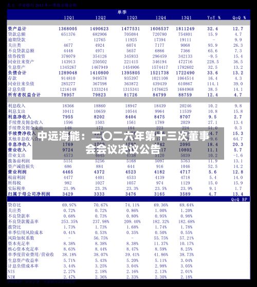 中远海能：二〇二六年第十三次董事会会议决议公告