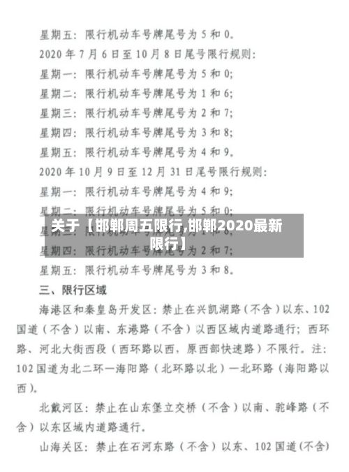 关于【邯郸周五限行,邯郸2020最新限行】