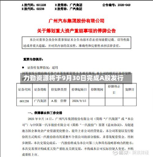 力勤资源将于9月30日完成A股发行-第1张图片