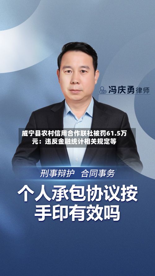 威宁县农村信用合作联社被罚61.5万元：违反金融统计相关规定等