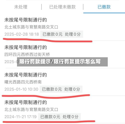 限行罚款提示/限行罚款提示怎么写