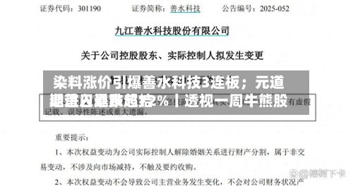 染料涨价引爆善水科技3连板；元道退进入退市总结期首日暴跌超72%丨透视一周牛熊股-第2张图片