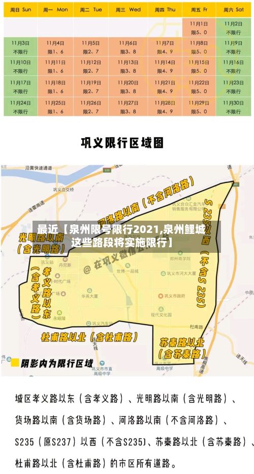 最近【泉州限号限行2021,泉州鲤城这些路段将实施限行】-第2张图片