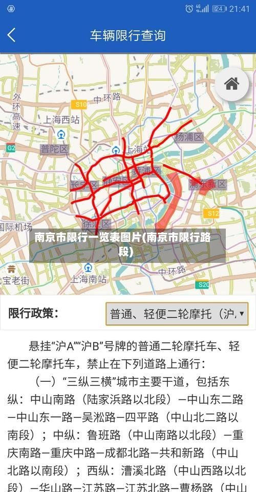 南京市限行一览表图片(南京市限行路段)