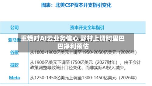 重燃对AI云业务信心 野村上调阿里巴巴净利预估-第2张图片