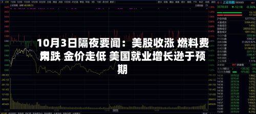 10月3日隔夜要闻:美股收涨 燃料费用
大跌 金价走低 美国就业增长逊于预期-第3张图片