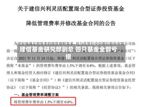 建信基金研究部副总 四只基金全部亏损