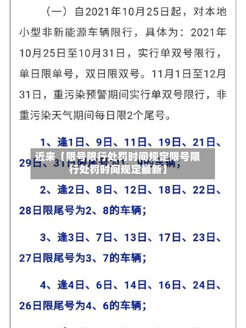 近来【限号限行处罚时间规定限号限行处罚时间规定最新】