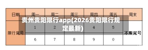 贵州贵阳限行app(2026贵阳限行规定最新)