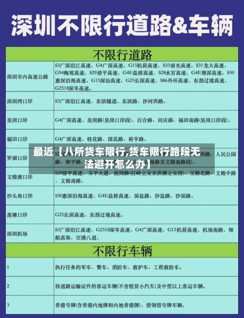 最近【八所货车限行,货车限行路段无法避开怎么办】-第3张图片