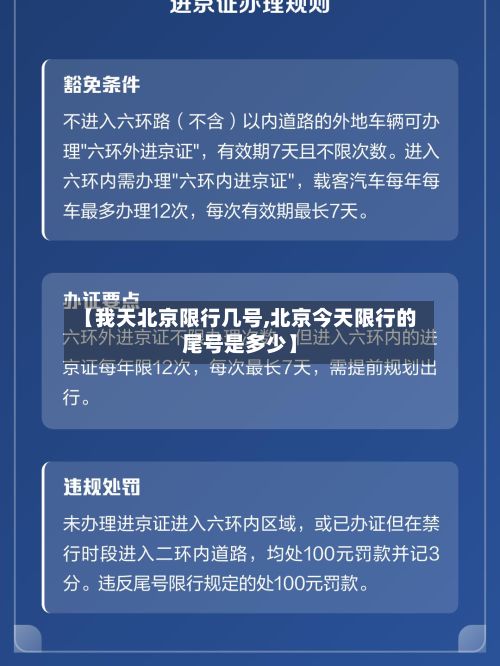 【我天北京限行几号,北京今天限行的尾号是多少】