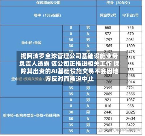 据阿波罗全球管理公司基础设施业务负责人透露 该公司正推进相关工作 保障其出资的AI基础设施交易不会因地方反对而被迫中止-第2张图片