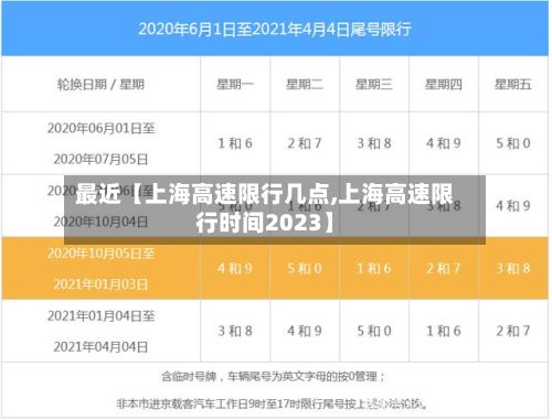 最近【上海高速限行几点,上海高速限行时间2023】