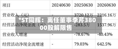 *ST同辉：离任董事李芹38000股解限售-第2张图片