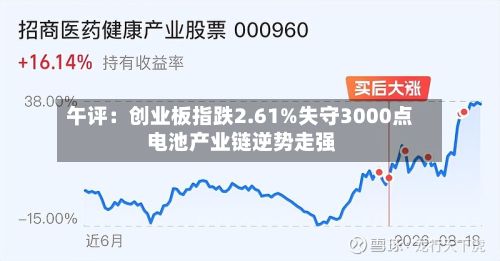 午评:创业板指跌2.61%失守3000点 电池产业链逆势走强-第2张图片